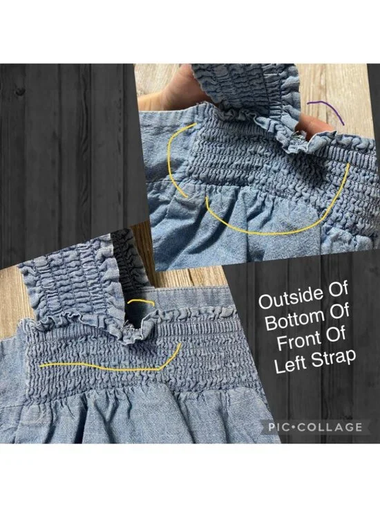 A.N.A Tank Top Womens M Blue Chambray Square Neck Smocked Spring Summer Casual - Picture 10 of 12